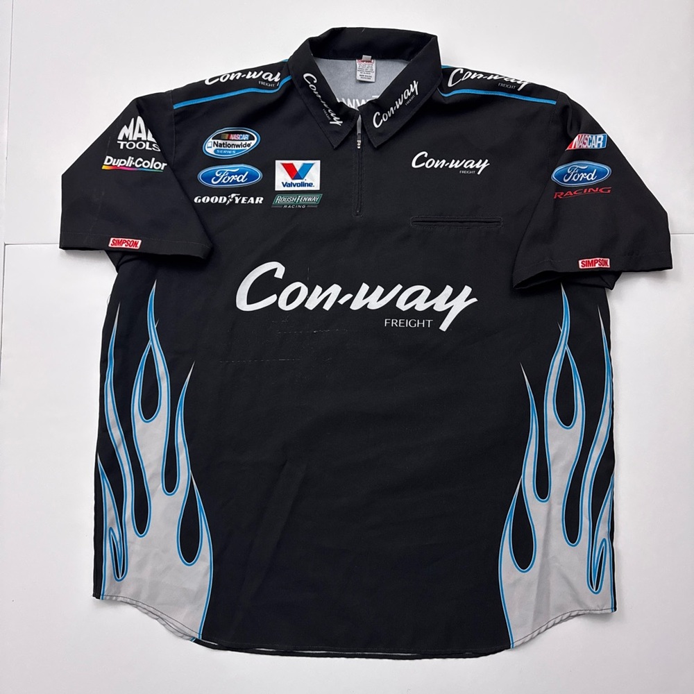 Simpson Nascar Racing Con-way Freight Flames Pit Crew Shirt Ford Goodyear